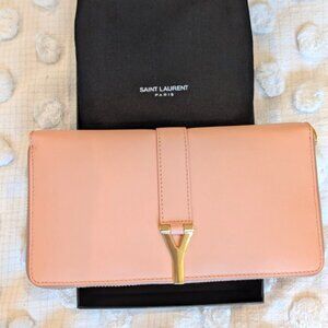 Yves Saint Laurent Large Leather Zip Wallet. New!